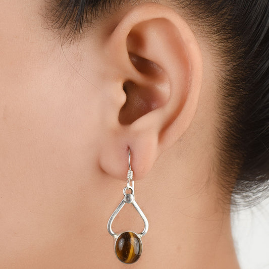 Simple Design Tiger Dangle Earrings handcrafted in 92.5 Sterling Silver with subtle Simple Design Tiger details capturing quiet heritage