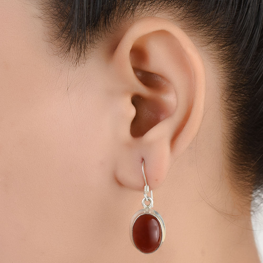 Carnelian Earrings handcrafted in 92.5 Sterling Silver with subtle Carnelian details capturing quiet heritage