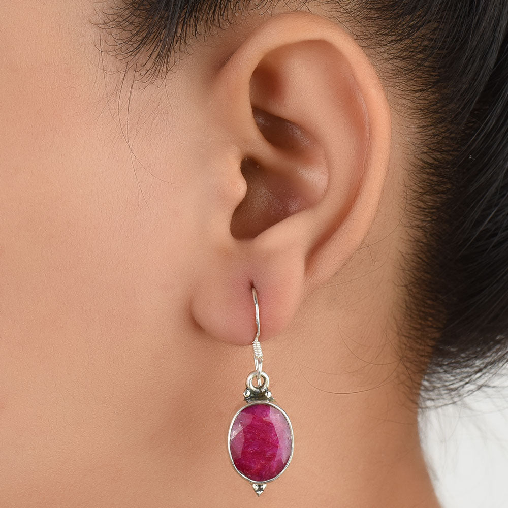 Pink Tourmaline Oval Drop Earrings handcrafted in 92.5 Sterling Silver with subtle Pink Tourmaline details capturing quiet heritage
