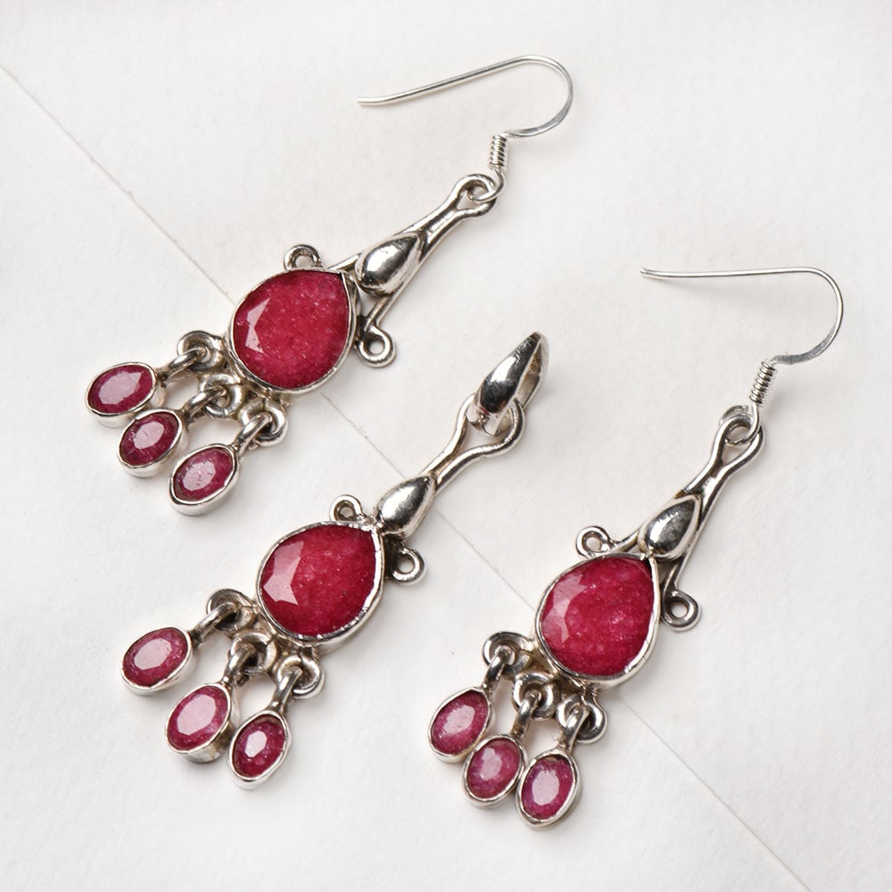 Front view of Pink Tourmaline Earrings in 92.5 Sterling Silver