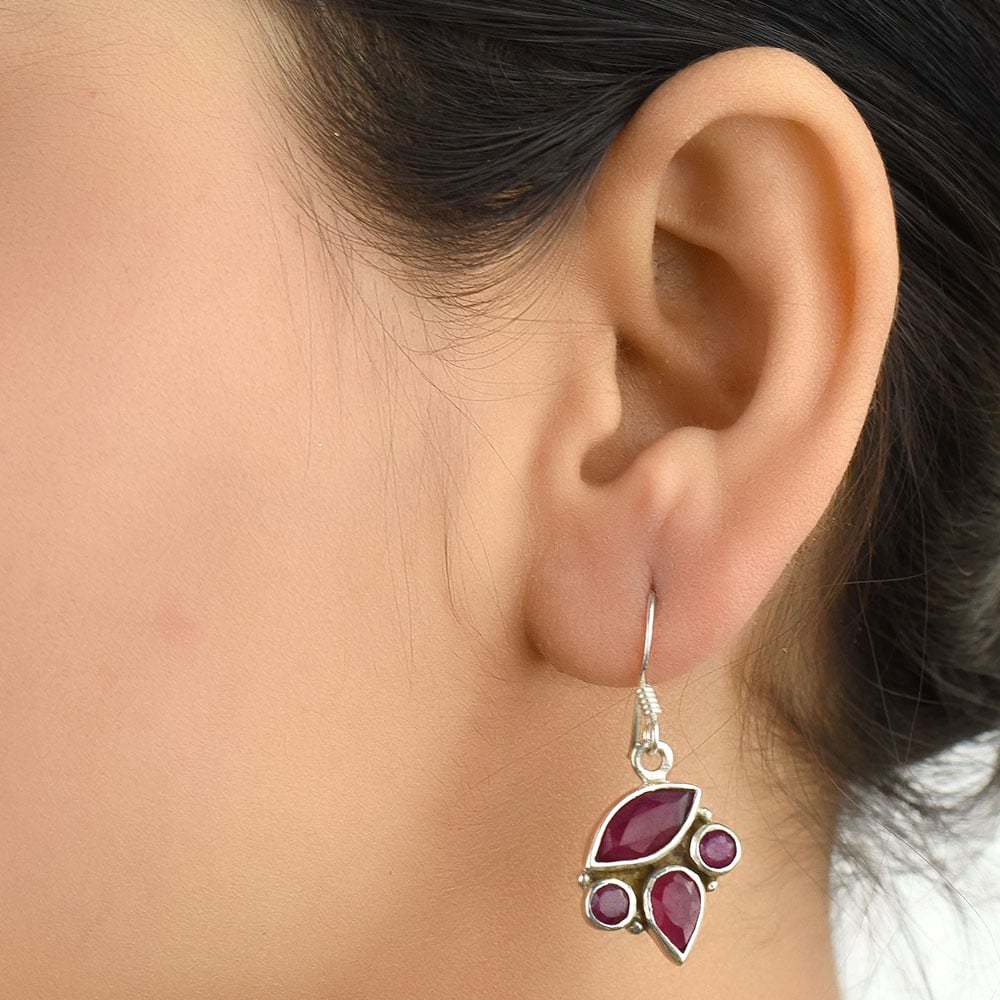 Front view of Pink Tourmaline Stud Earrings in 92.5 Sterling Silver