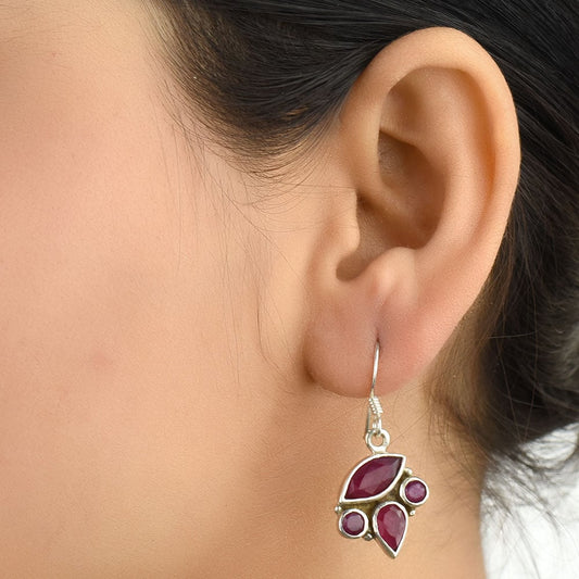 Front view of Pink Tourmaline Stud Earrings in 92.5 Sterling Silver