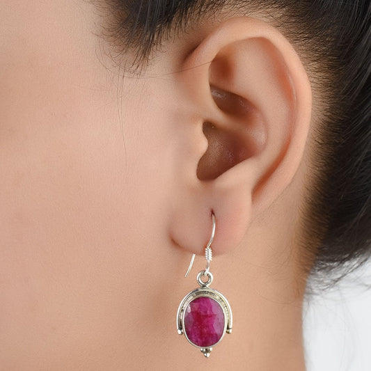 Front view of Oval Earrings in 92.5 Sterling Silver