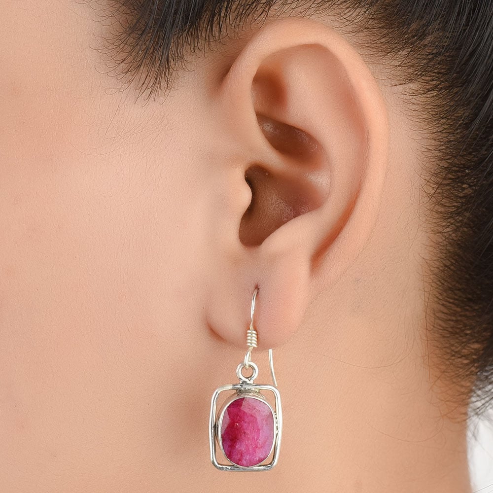 Front view of Pink Tourmaline Oval Earrings in 92.5 Sterling Silver