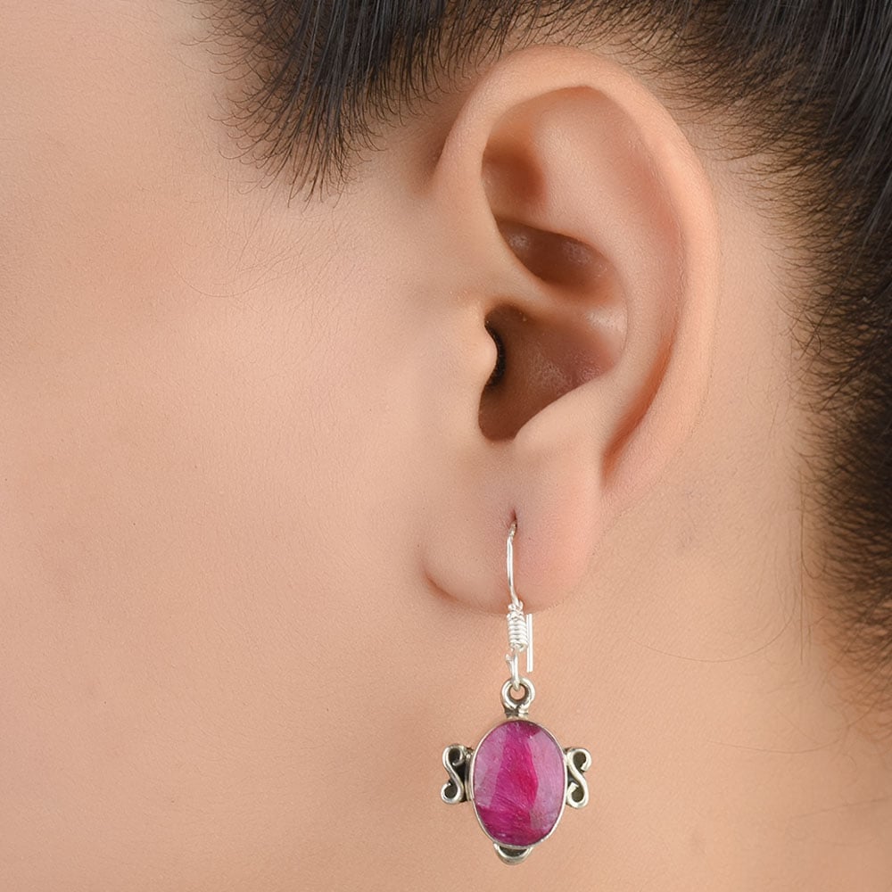 Front view of Pink Tourmaline Earrings in 92.5 Sterling Silver