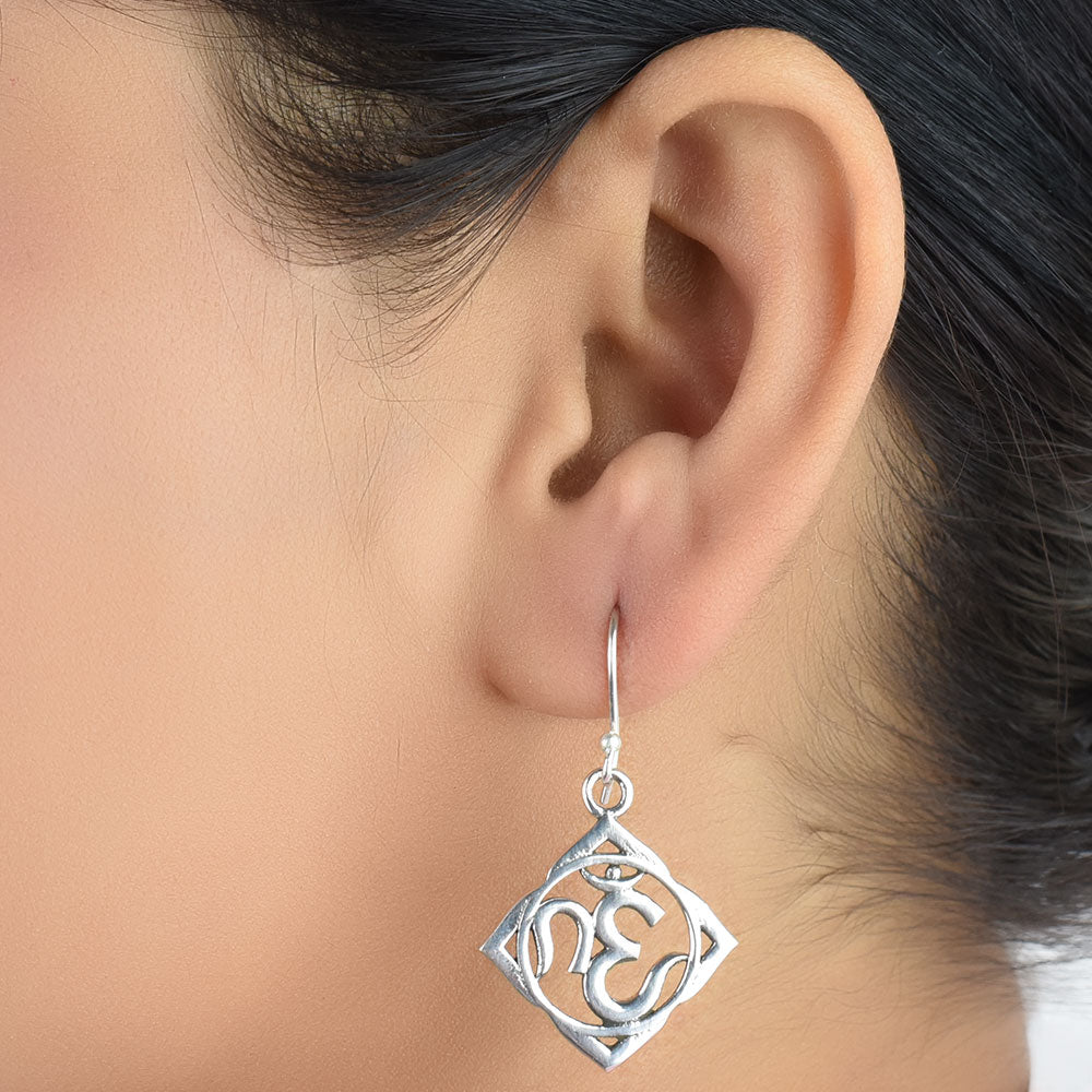 Front view of padma lotus earrings in 92.5 Sterling Silver