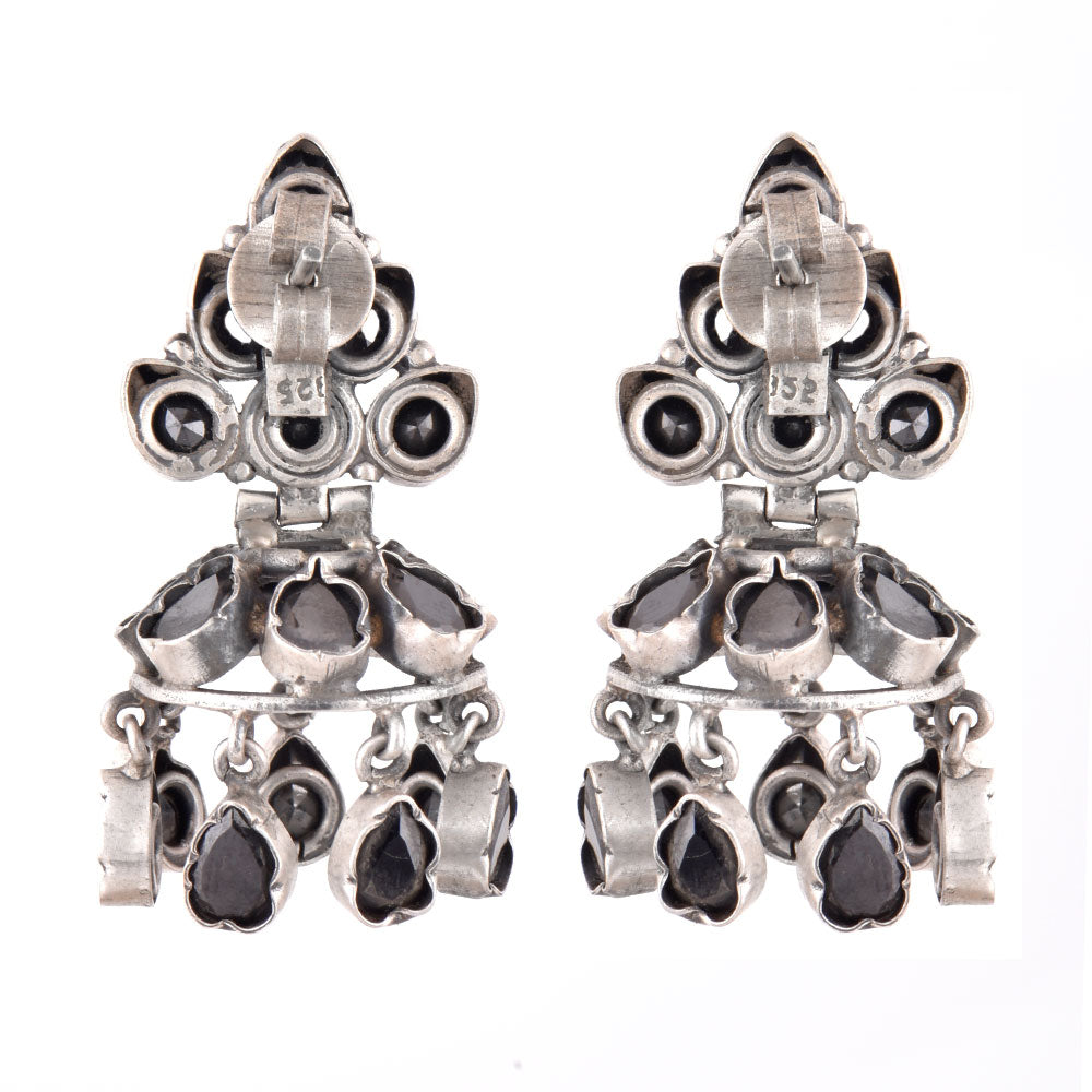 jhumka earrings with black onyx crafted in 925 sterling silver