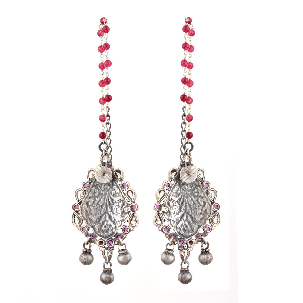jhumki earrings with pink tourmaline crafted in 925 sterling silver