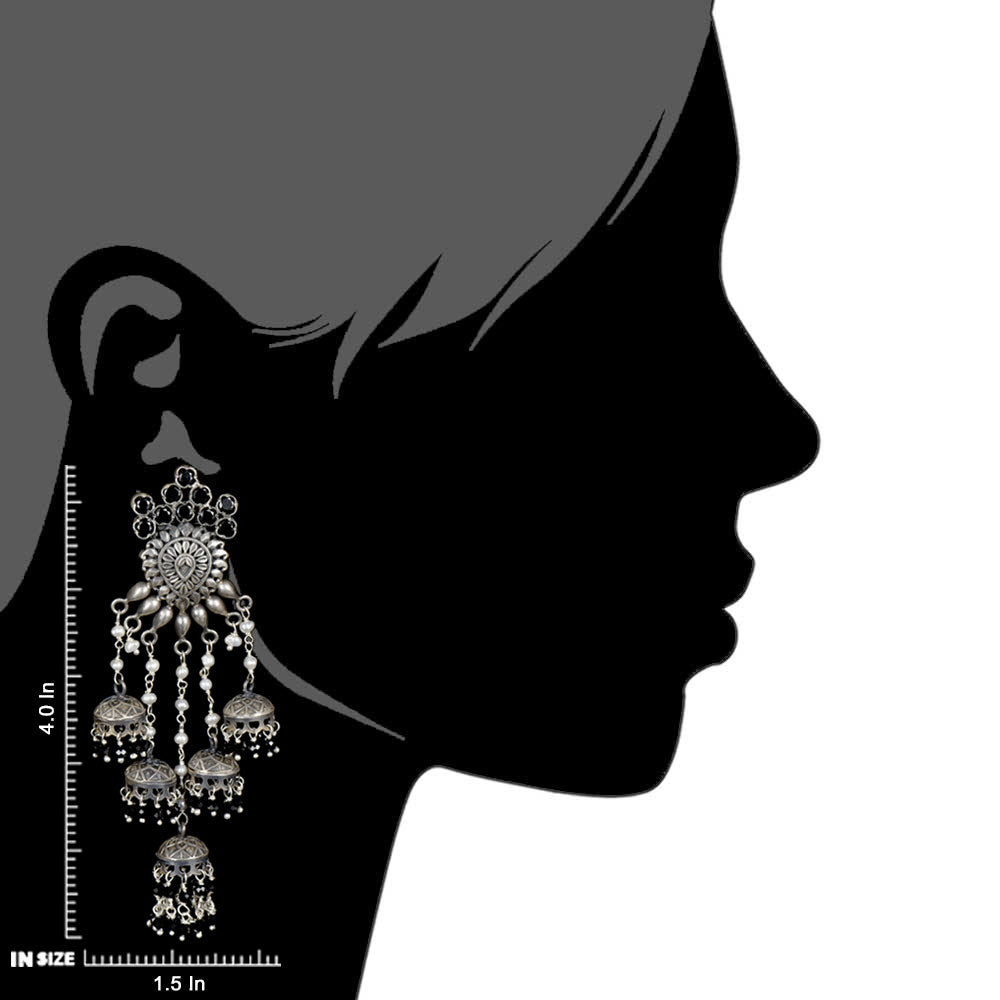 elegant black onyx jhumki earrings suitable for kurta or dresses