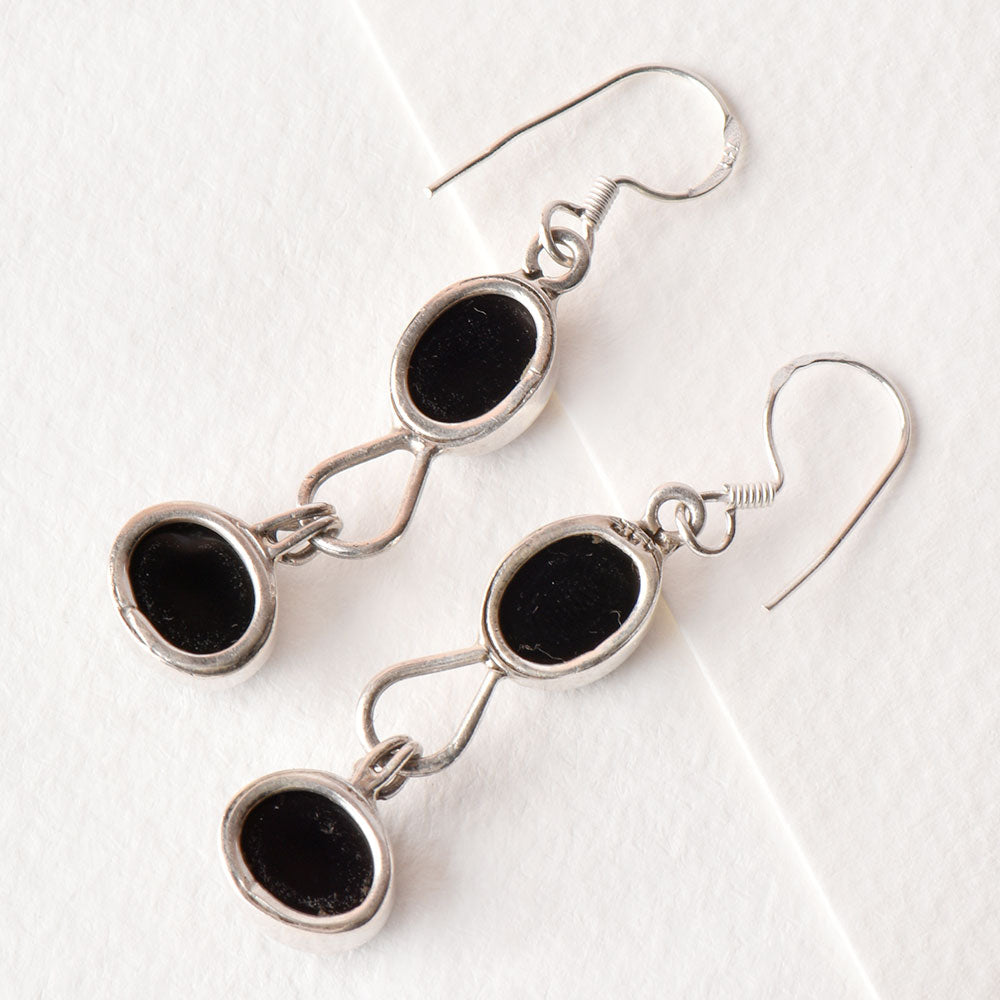 Earring clasp of Noir Onyx earrings in 92.5 Sterling Silver