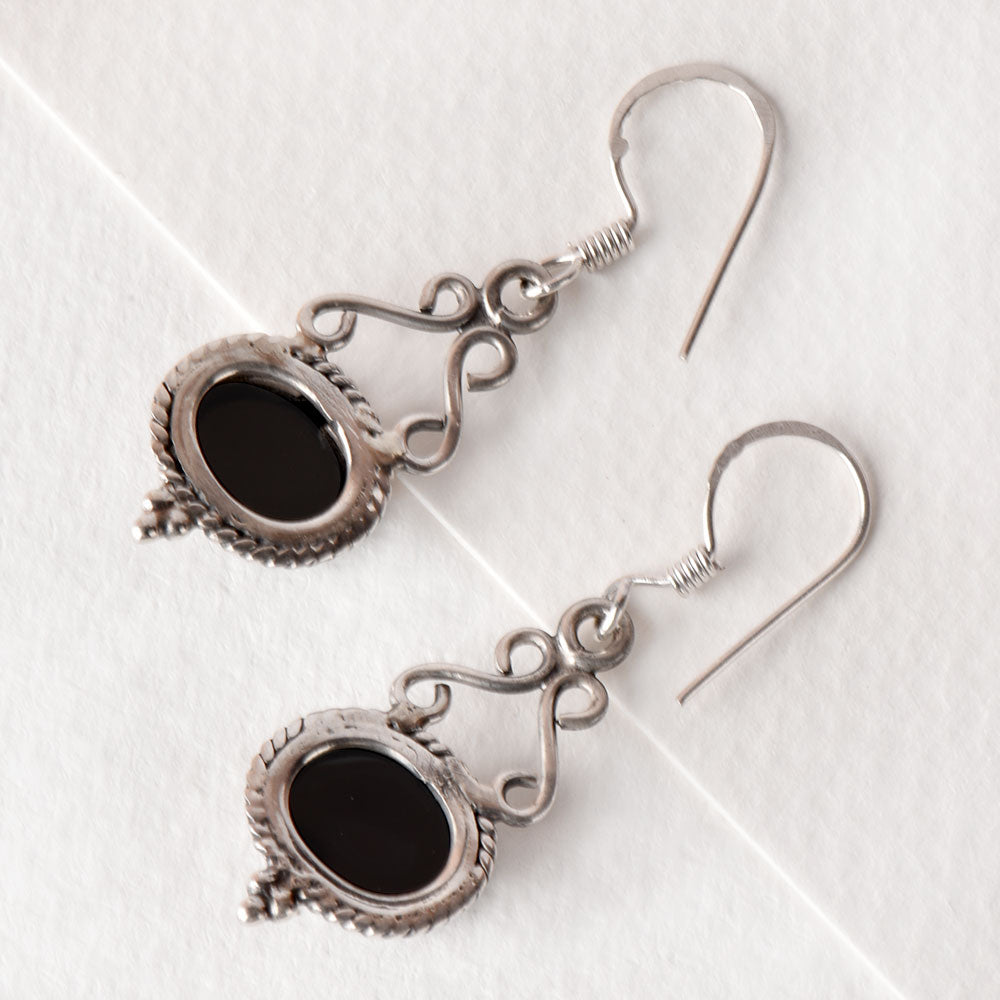 Earring clasp of Noir Onyx earrings in 92.5 Sterling Silver