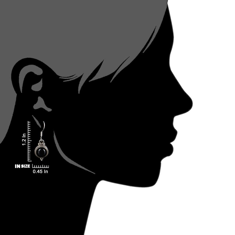 Close up of Noir Onyx earrings in 92.5 Sterling Silver