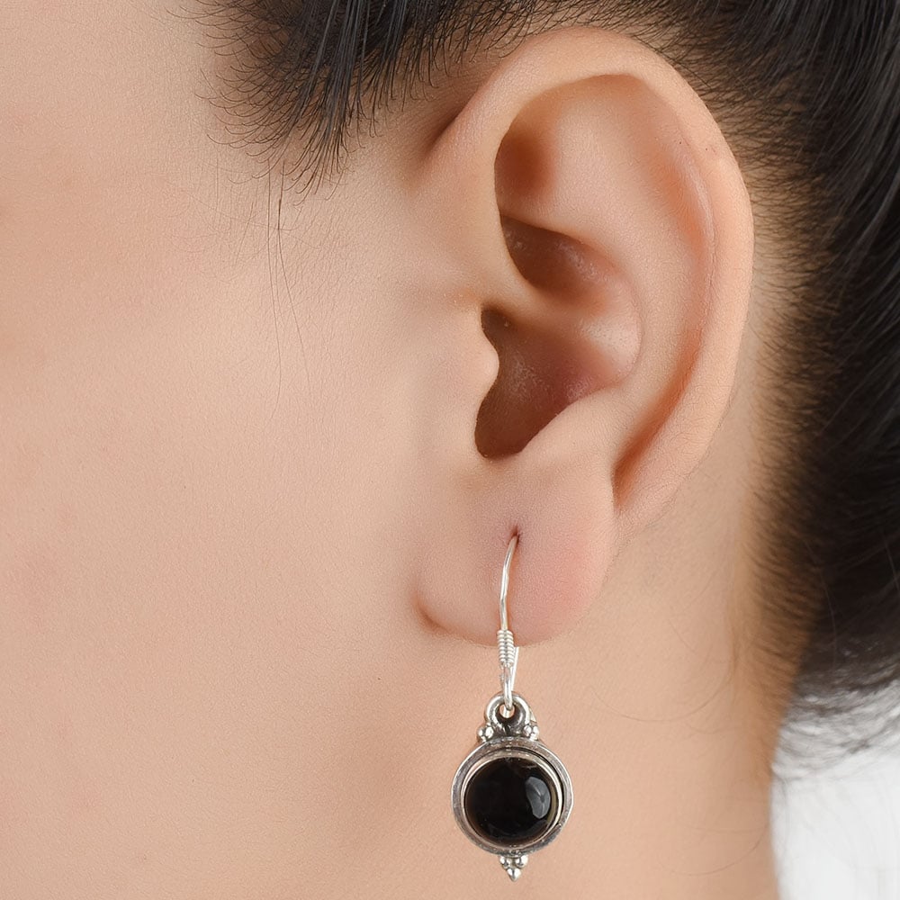 Earring clasp of Noir Onyx earrings in 92.5 Sterling Silver