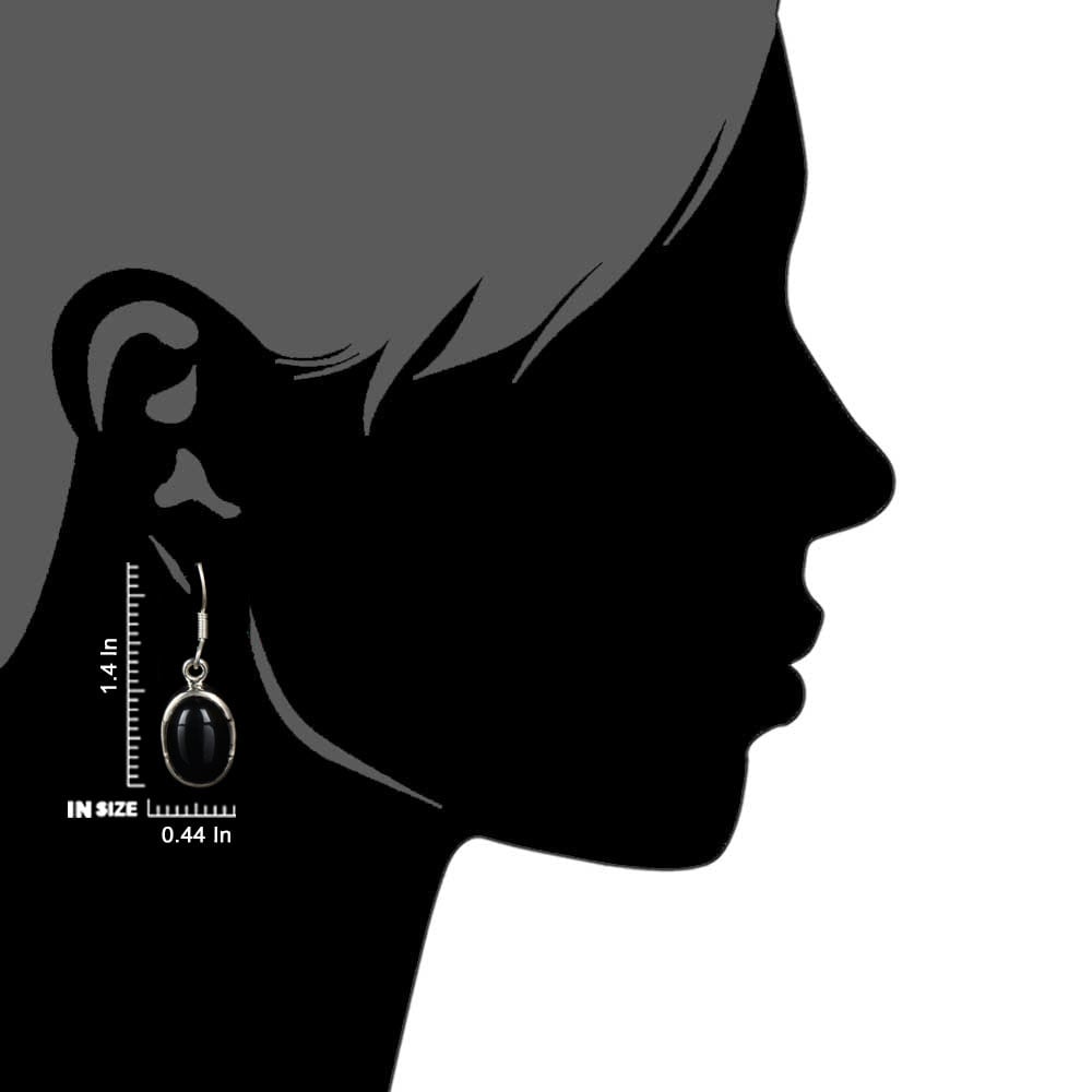 Side view of Noir Onyx earrings in 92.5 Sterling Silver