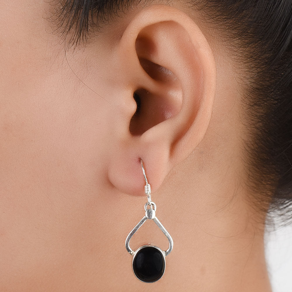 Detail of drop of Reet earrings in 92.5 Sterling Silver