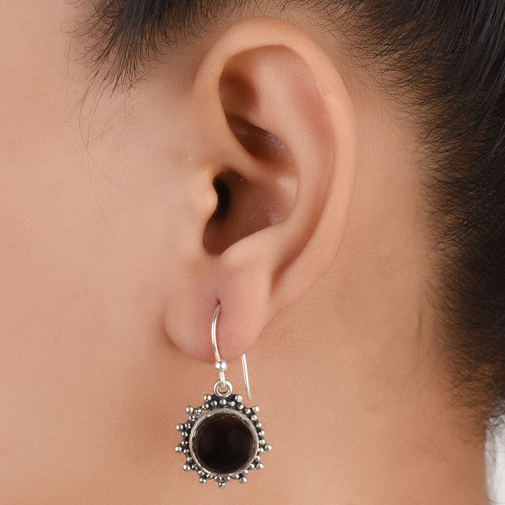 Overhead view of Gul earrings in 92.5 Sterling Silver