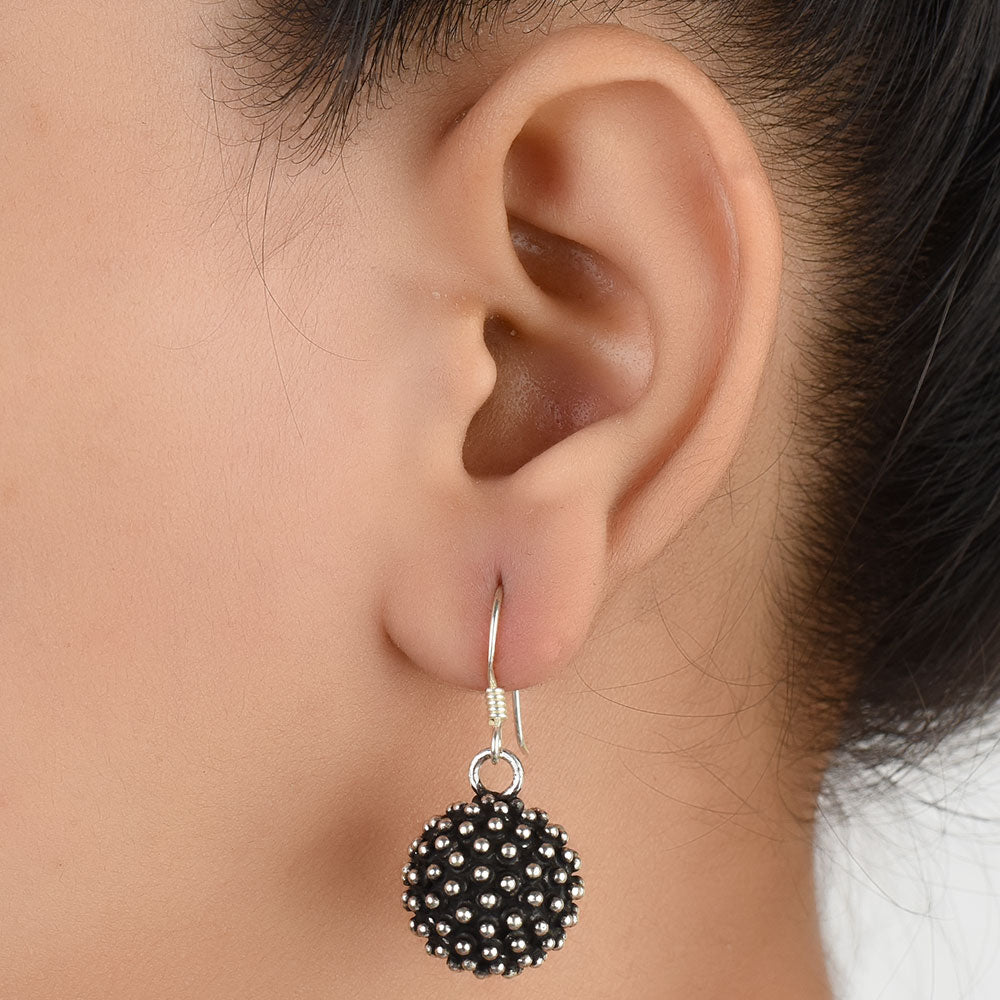 Black Berry Fruit Drop Earrings handcrafted in 92.5 Sterling Silver with subtle Black Berry Fruit details capturing quiet heritage