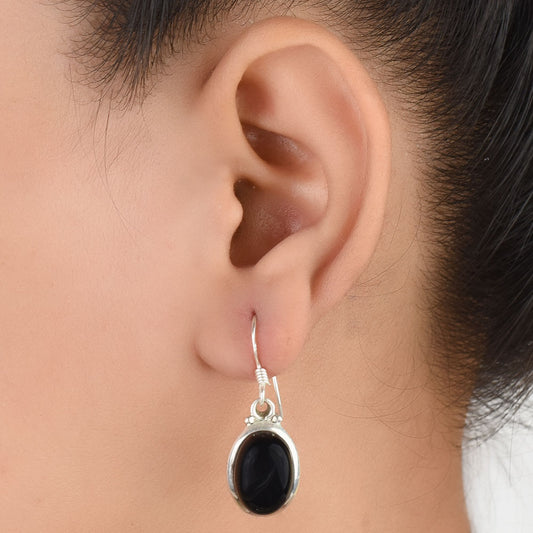 Black Onyx Drop Earrings handcrafted in 92.5 Sterling Silver with subtle Black Onyx details capturing quiet heritage