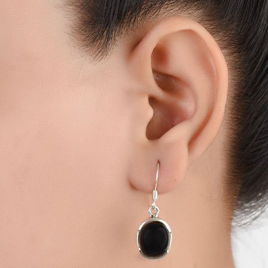 Oval Dangle Earrings handcrafted in 92.5 Sterling Silver with subtle gemstone details capturing quiet heritage