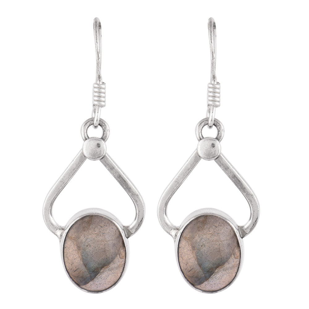 Side profile of Oval Drop Earrings showing Oval Drop setting in 92.5 Sterling Silver