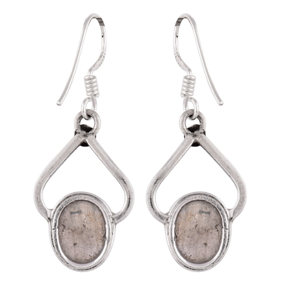 Front view of Moonchild Moonstone earrings in 92.5 Sterling Silver
