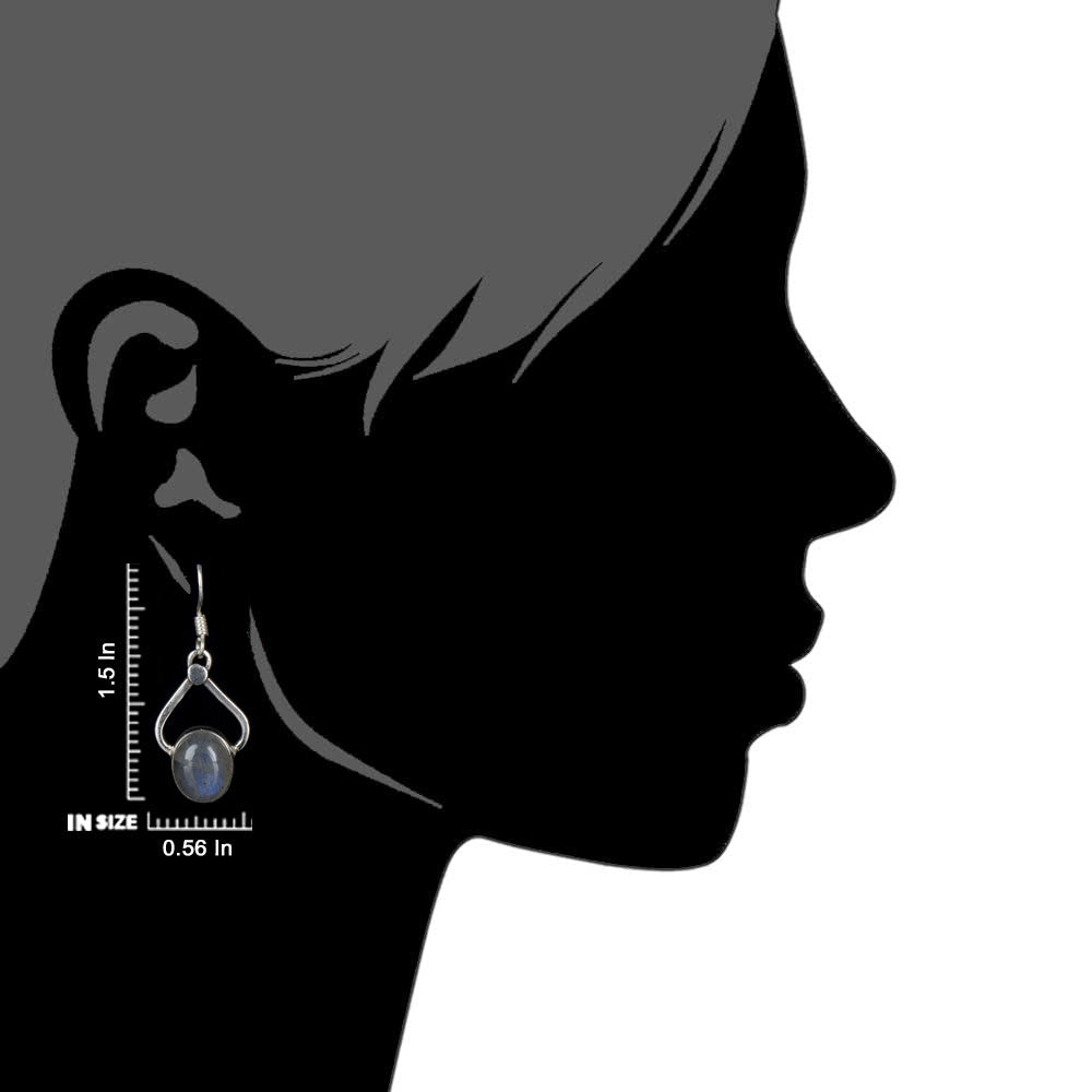 Close up of Moonchild Moonstone earrings in 92.5 Sterling Silver