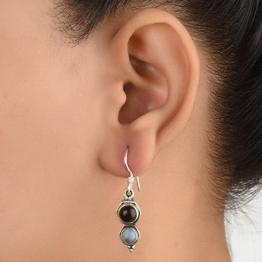 Profile of Neel Topaz earrings in 92.5 Sterling Silver