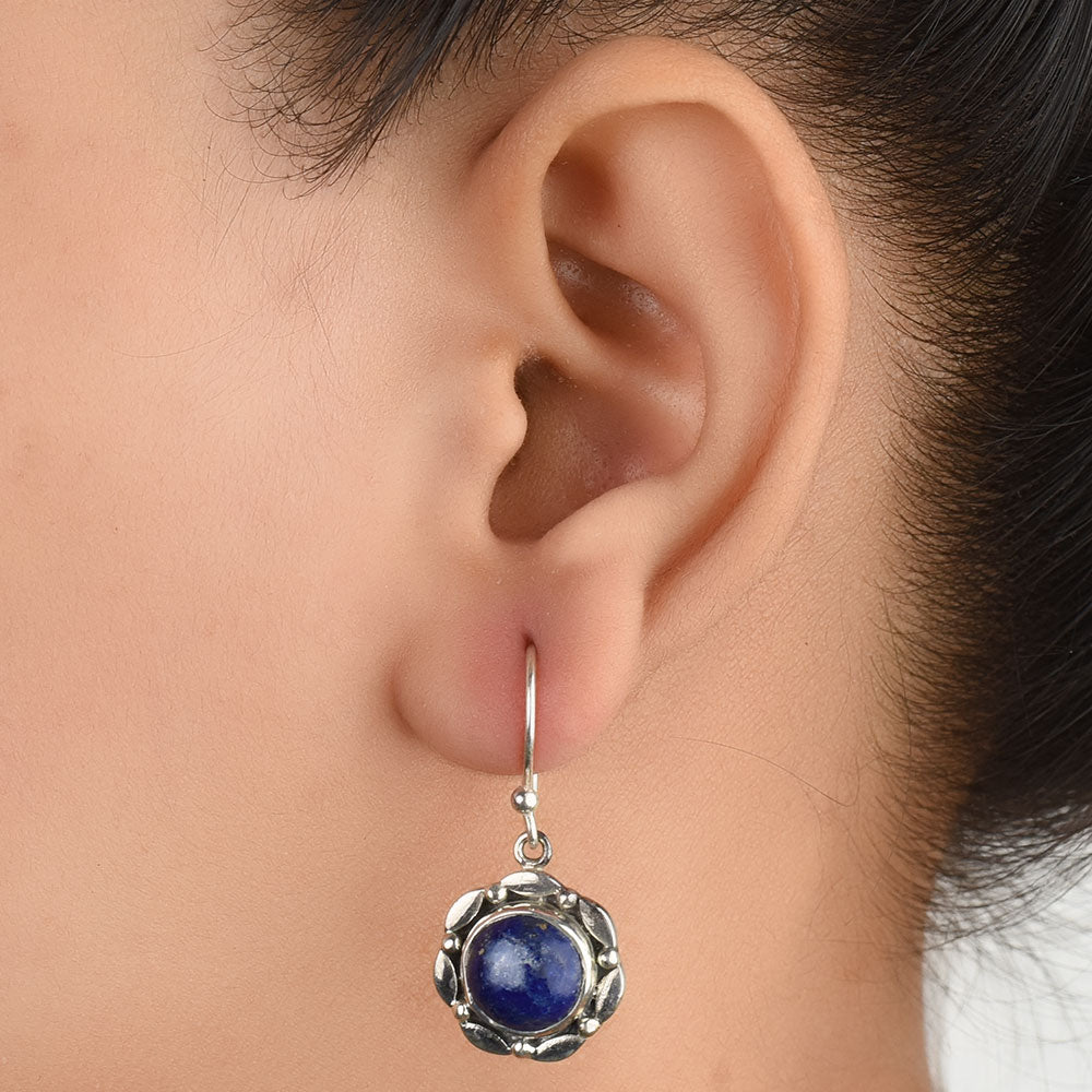 Profile of Banjara Lapis earrings in 92.5 Sterling Silver