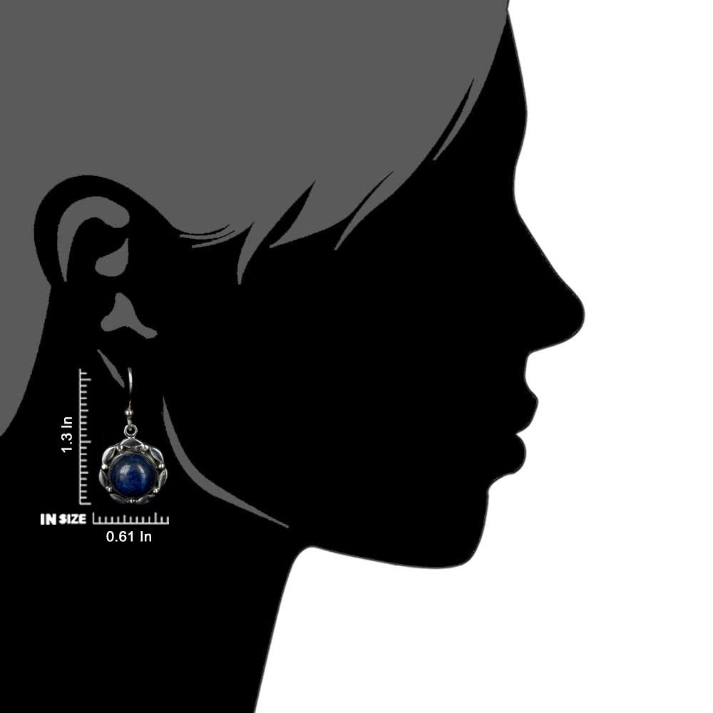 Close up of Banjara Lapis earrings in 92.5 Sterling Silver