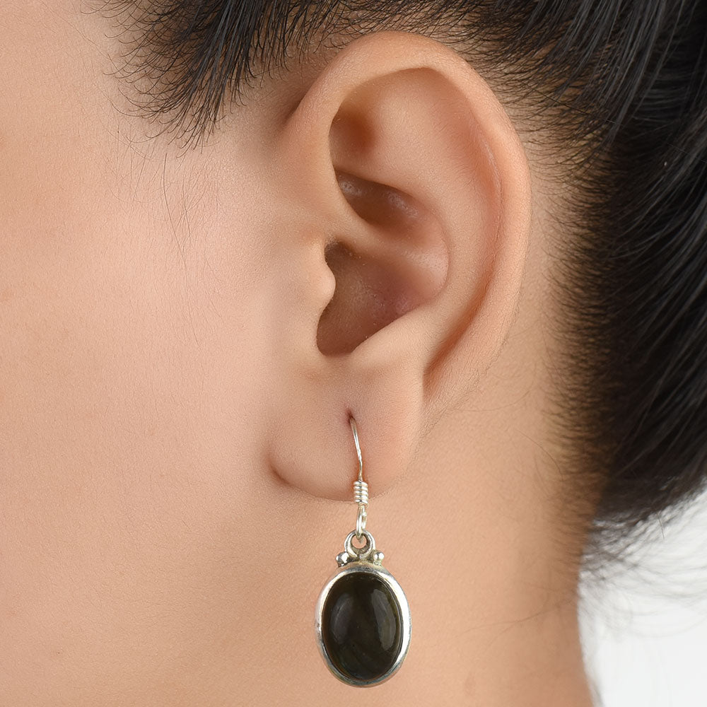 Close up of Reet earrings in 92.5 Sterling Silver