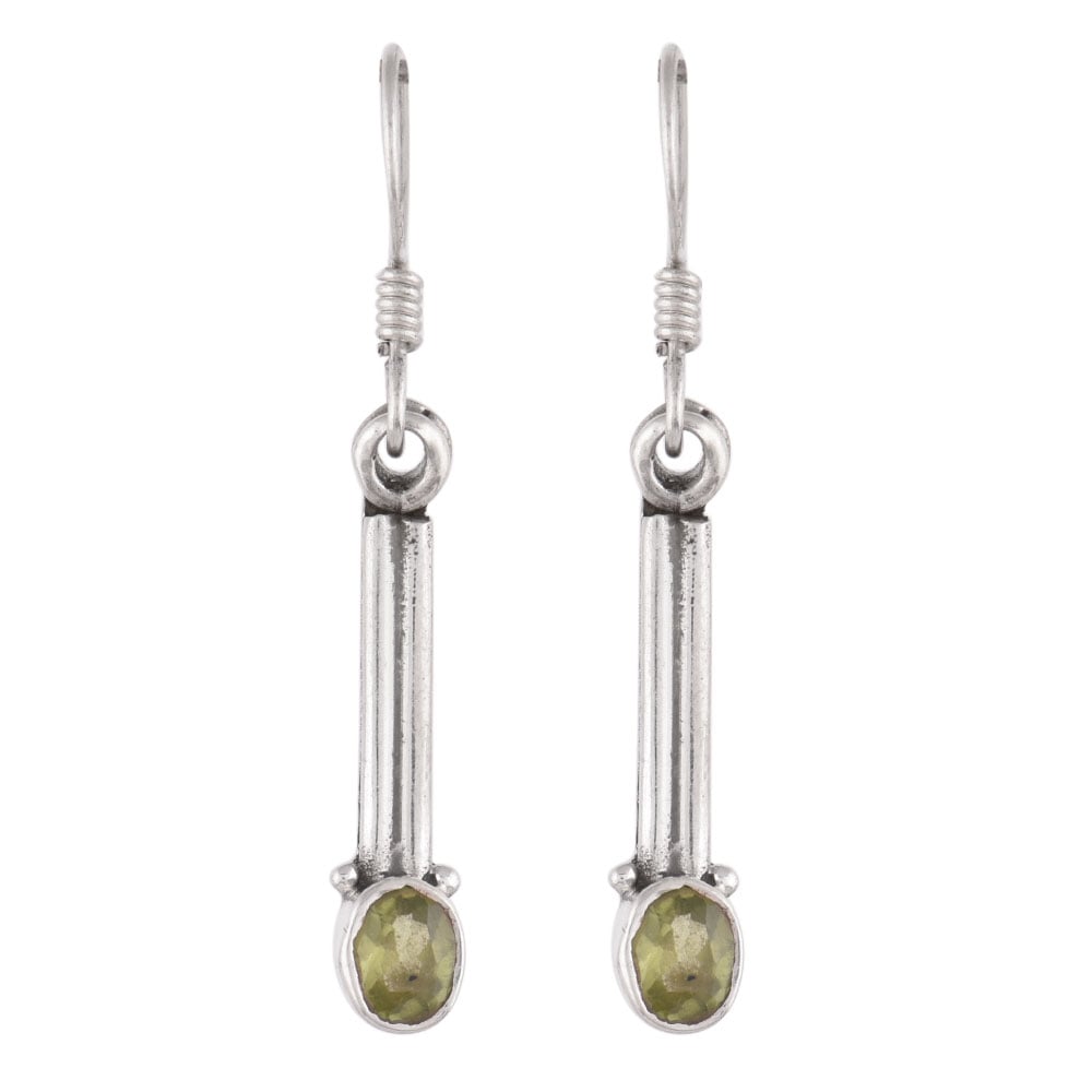 Profile of Hari Peridot earrings in 92.5 Sterling Silver