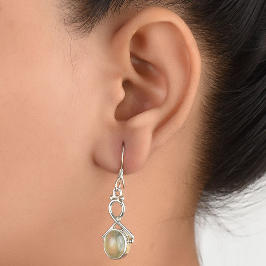 Side view of Moonchild Moonstone earrings in 92.5 Sterling Silver