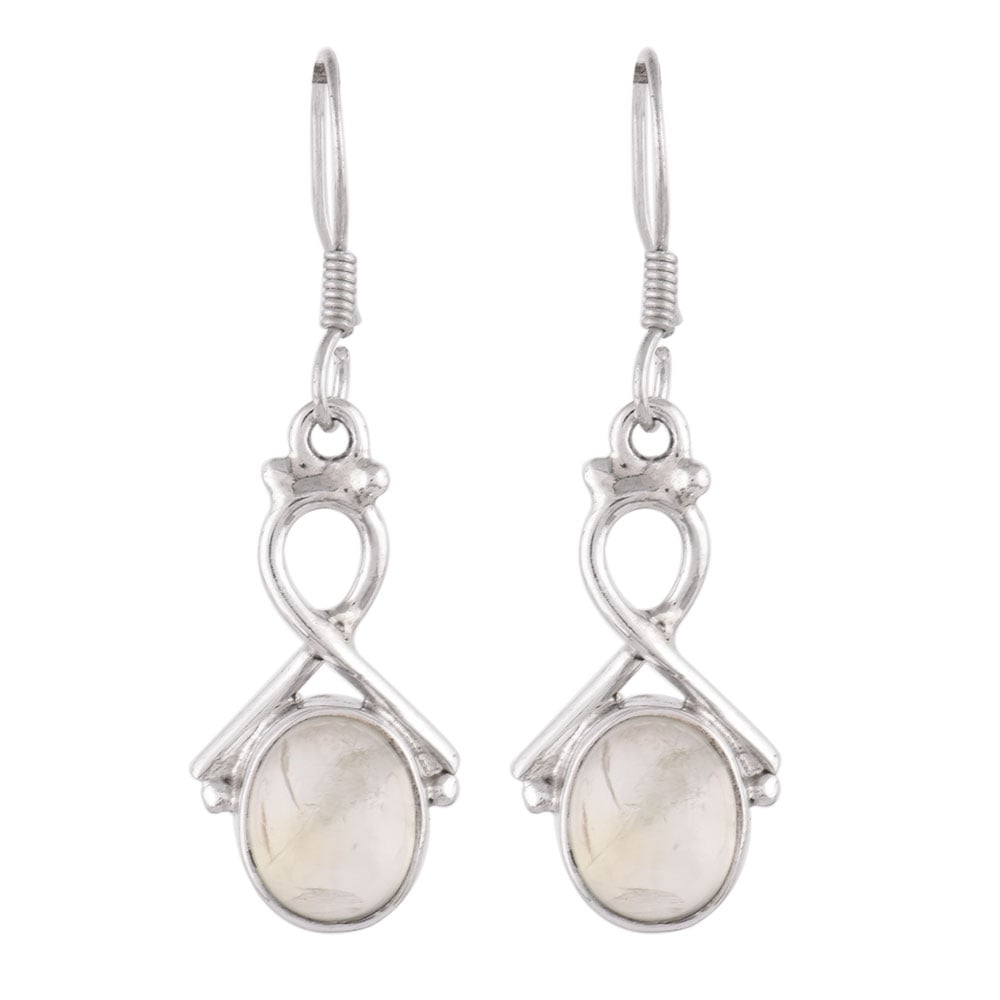 Front view of Moonchild Moonstone earrings in 92.5 Sterling Silver