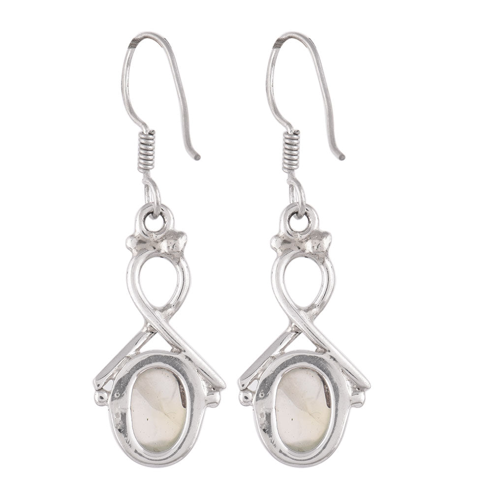 Texture of silver of Moonchild Moonstone earrings in 92.5 Sterling Silver