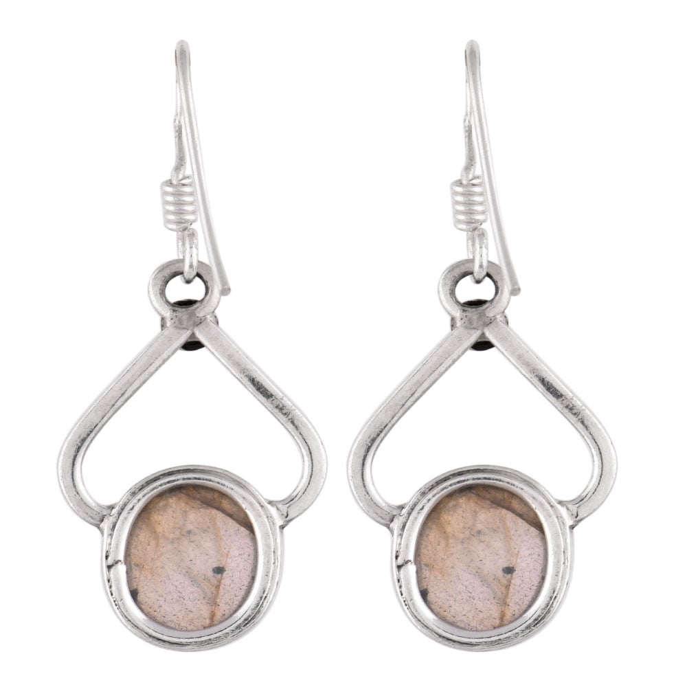 Front view of Moonchild Moonstone earrings in 92.5 Sterling Silver