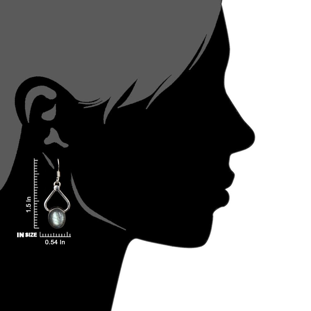 Side view of Moonchild Moonstone earrings in 92.5 Sterling Silver