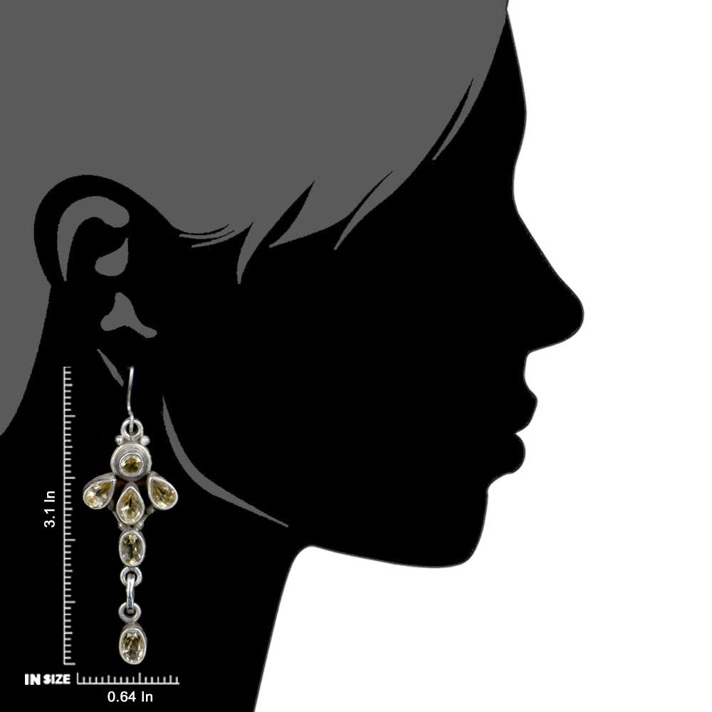 Profile of Gul Citrine earrings in 92.5 Sterling Silver