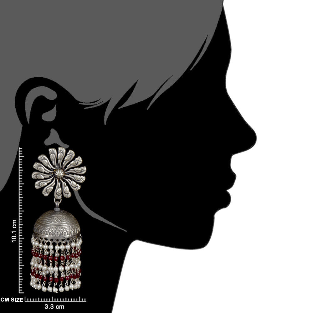 Morni design jhumki with 92.5 Sterling Silver shine