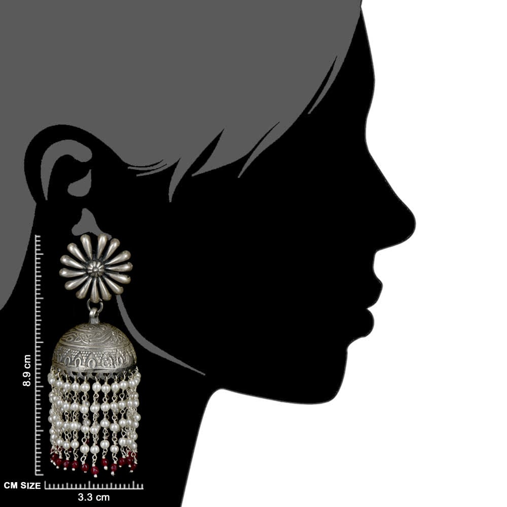 Gul design jhumki with 92.5 Sterling Silver shine