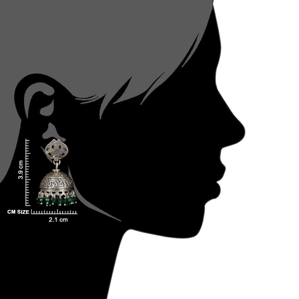 Artisanal finish on Green Onyx 92.5 Sterling Silver earrings