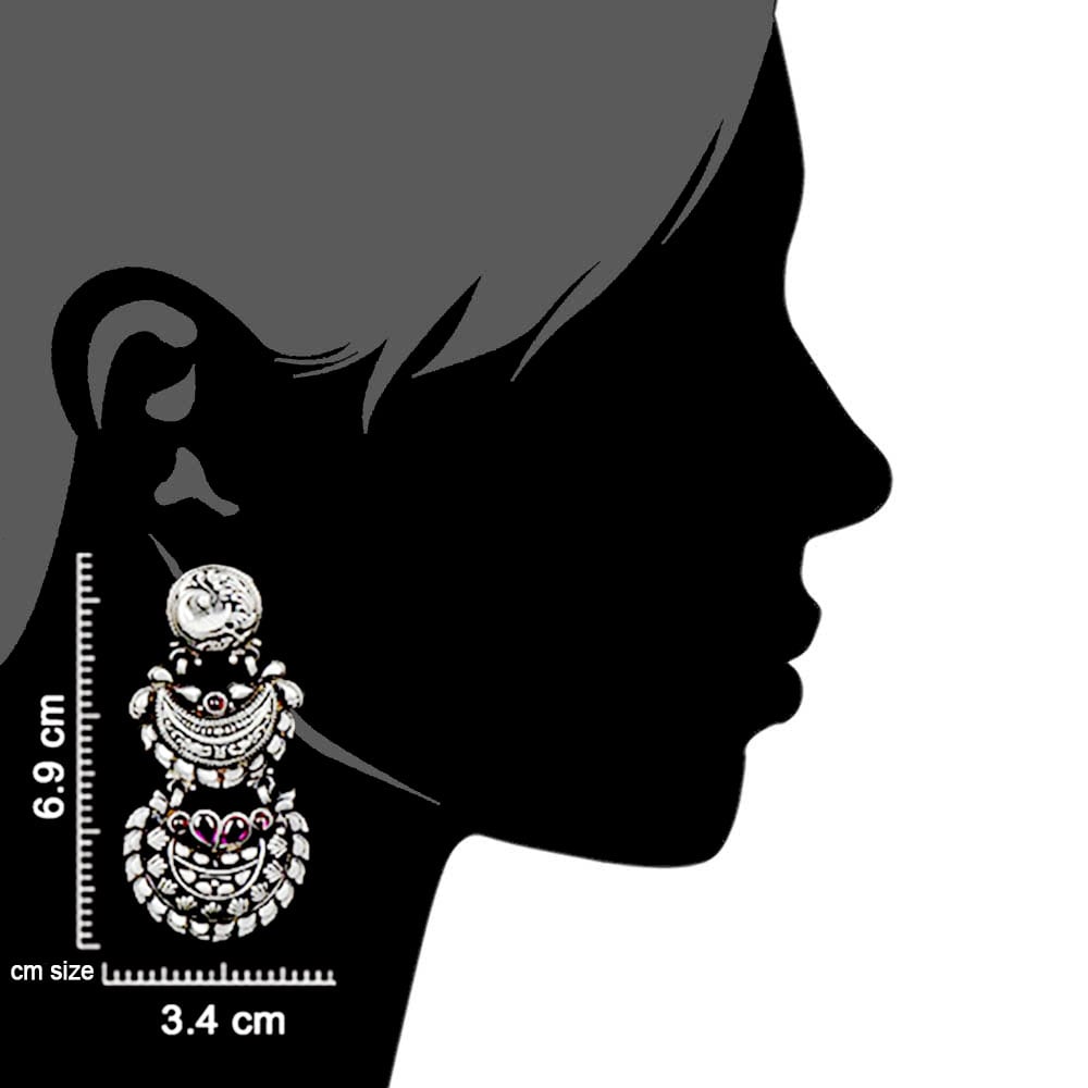 Artisanal finish on Sapphire Peacock 92.5 Sterling Silver earrings