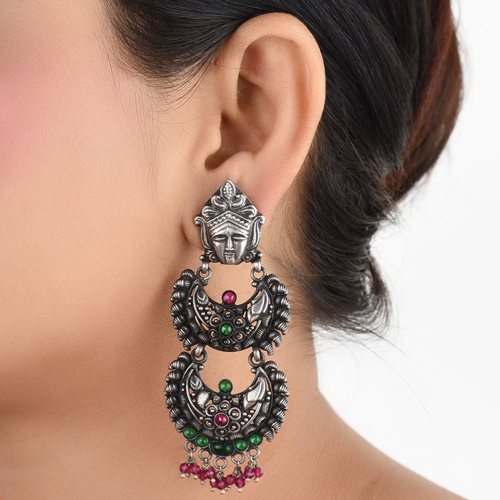 Front view of heritage stud earrings in 92.5 Sterling Silver