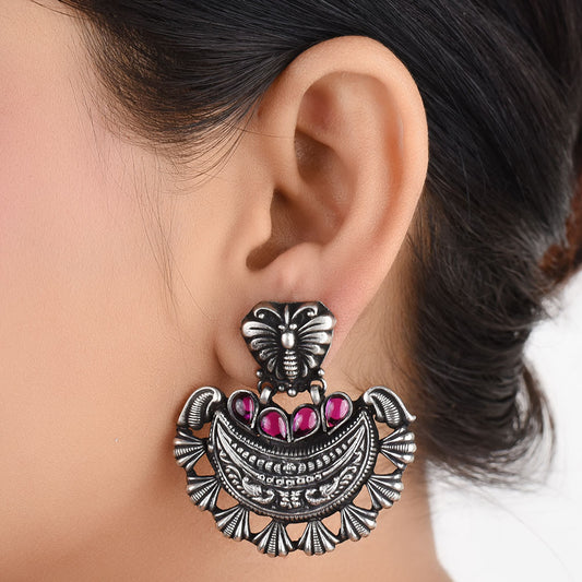 Front view of butterfly stud earrings in 92.5 Sterling Silver