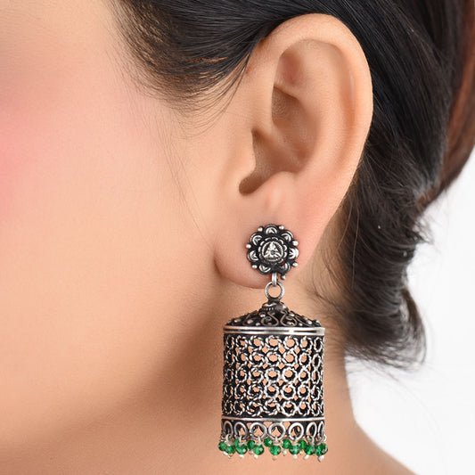 Front view of heritage earrings in 92.5 Sterling Silver