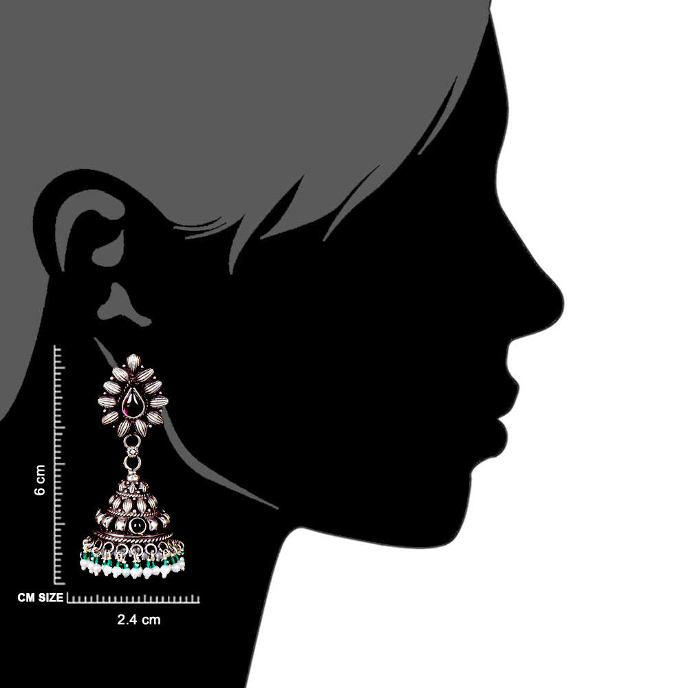 Rajasthan inspired floral earrings with Amethyst & Green Onyx