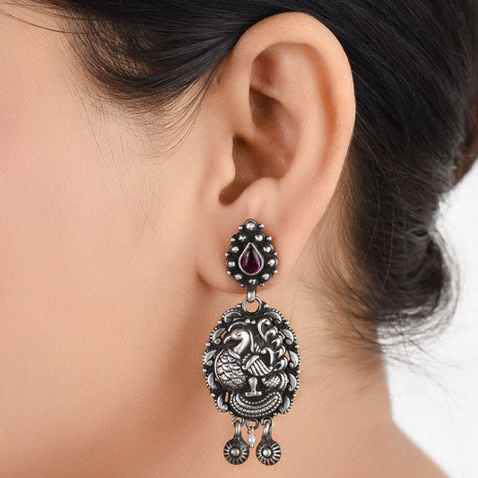 Amethyst peacock earrings in 92.5 Sterling Silver