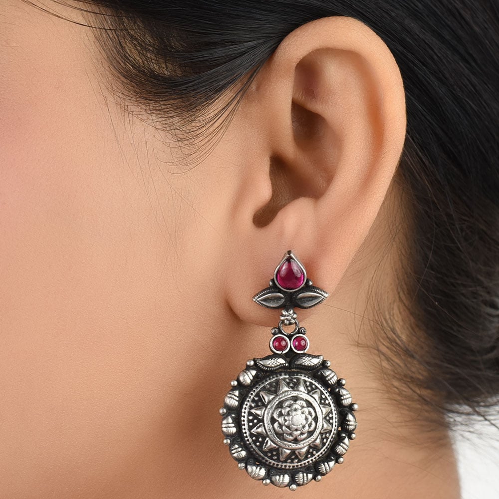 Jade star earrings in 92.5 Sterling Silver