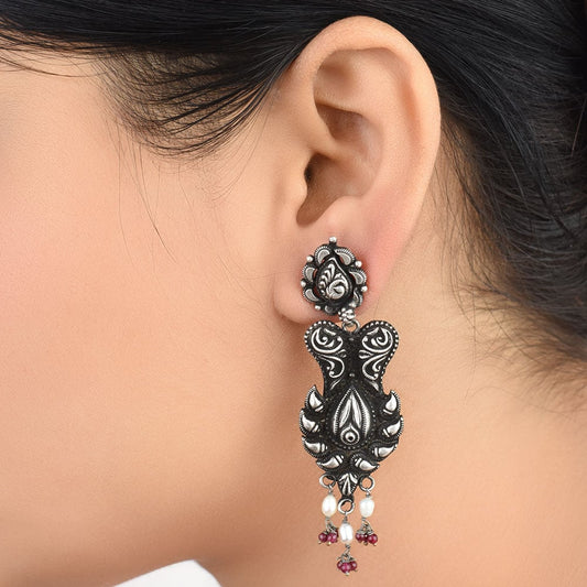 Coral floral earrings in 92.5 Sterling Silver