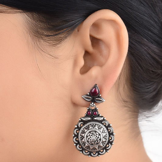 Jade floral earrings in 92.5 Sterling Silver