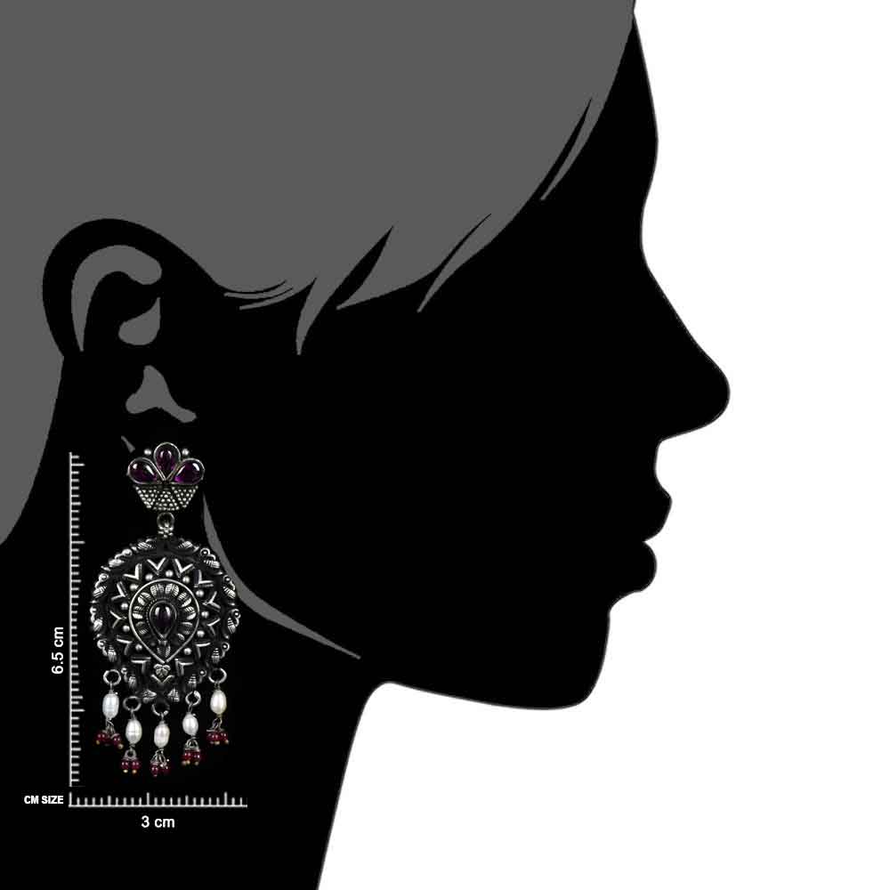 Detailed look at the Amethyst & Coral Floral Stud on Gul Amethyst stud earrings